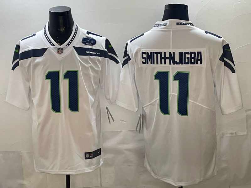 Men 2026 Seattle Seahawks #11 Smith-Njigba White Nike Limited NFL Jersey 018->oakland raiders->NFL Jersey